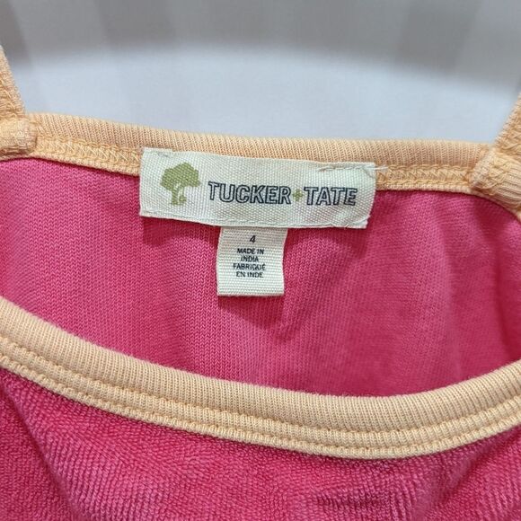 Tucker + Tate Pink Orange Terry Cloth Summer Cotton Romper Girls Size 4T - Picture 5 of 6